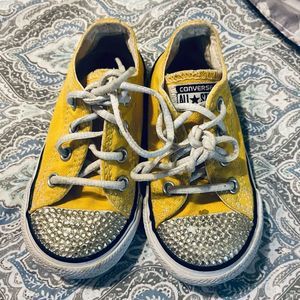 Mardi Gras Converse Sz 5 bedazzled glam yellow chucks sneakers toddler shoes